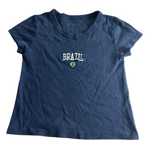 Brandy Melville Blue Brazil Short Sleeve Tee